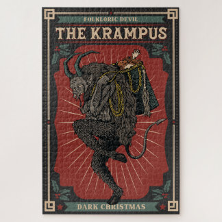 Dark Christmas Folkloric Devil Krampus Bag of Toys Jigsaw Puzzle