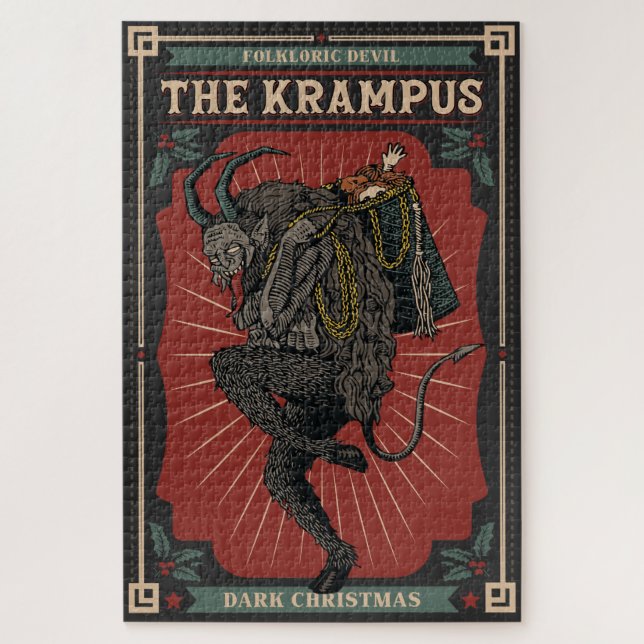 Dark Christmas Folkloric Devil Krampus Bag of Toys Jigsaw Puzzle (Vertical)