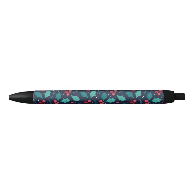 Dark Christmas Mistletoe and Leaf Pattern Pen (Front)