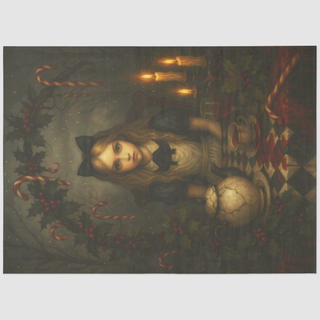Dark Christmas Tea Party | Gothic Alice Holiday  Tissue Paper (Front)