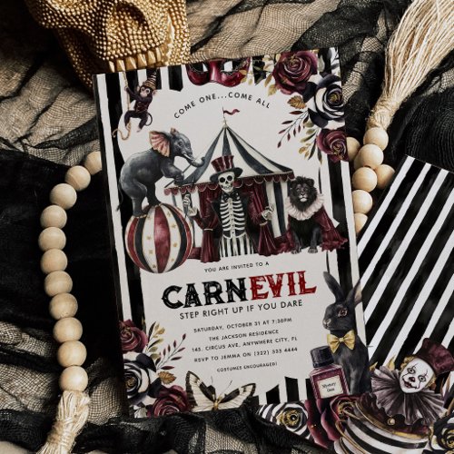 Dark Circus CARN-EVIL Halloween Party Invitation
