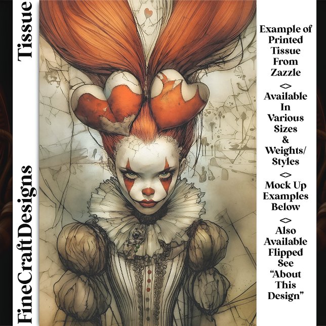 Dark Circus Queen Hearts Harlequin DZ2L Decoupage Tissue Paper (Creator Uploaded)