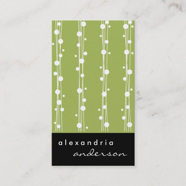 Dark Citron Dots and Straw Business Cards (Front)