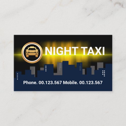 Dark City Silhouette Night Shift Taxi Driver Business Card