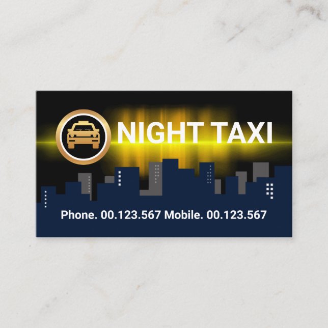 Dark City Silhouette Night Shift Taxi Driver Business Card (Front)