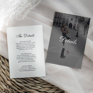 Dark Classic Photo Overlay Wedding Guest Details Enclosure Card