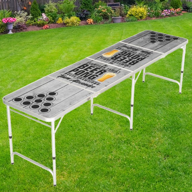 Dark Clean Gray Wood Boards Brew Battle Champions  Beer Pong Table (Creator Uploaded)