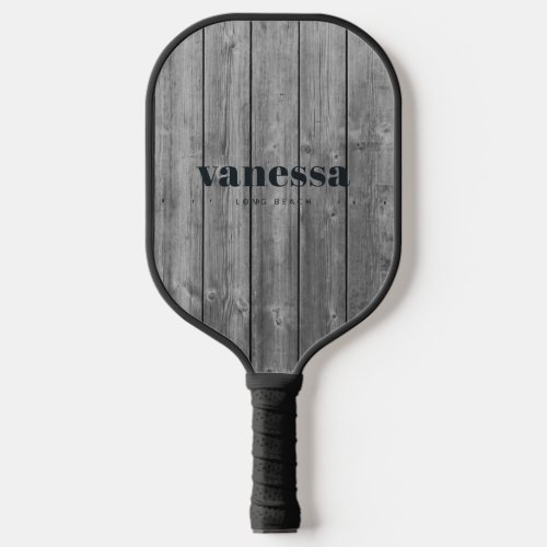 Dark Clean Gray Wood Boards Minimal Modern Classic Pickleball Paddle