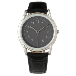 Dark Clock Face Pattern with Silver Numerals Watch