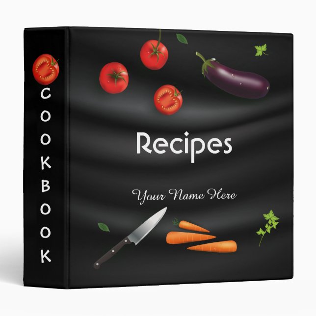 Dark cloth Kitchen utensils recipe binder book (Front/Spine)