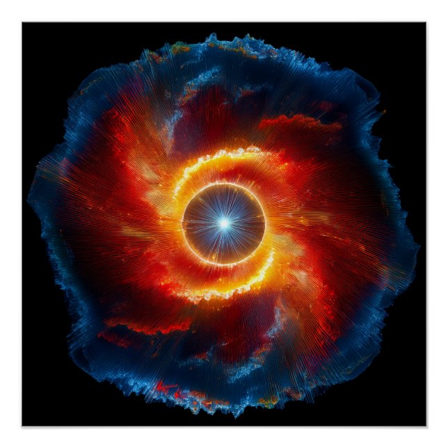 Dark Clouds And Flames Surround A Spinning Orb Poster (Front)