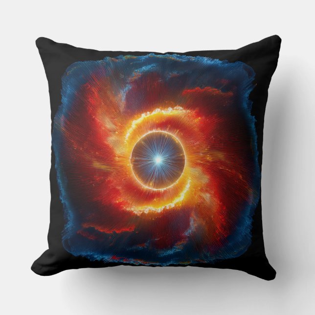 Dark Clouds And Flames Surround A Spinning Orb Throw Pillow (Front)