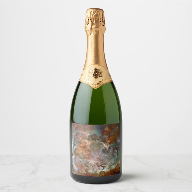 Dark Clouds of Carina Nebula Hubble Space Sparkling Wine Label (Front)