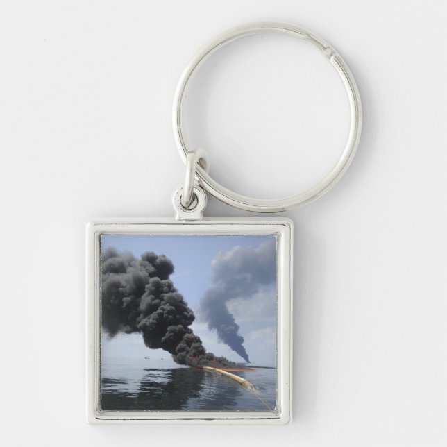 Dark clouds of smoke and fire emerge 3 keychain (Front)