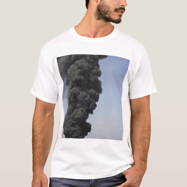 Dark clouds of smoke and fire emerge T-Shirt (Front)