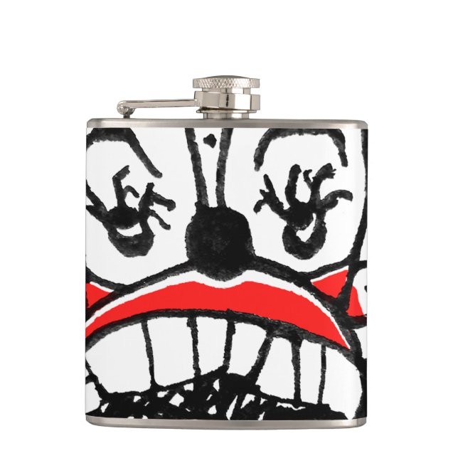 Dark Clown Drawing Hip Flask (Front)