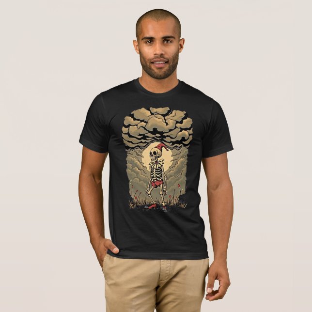 Dark Clown Skeleton Surreal Gothic Tee (Front Full)