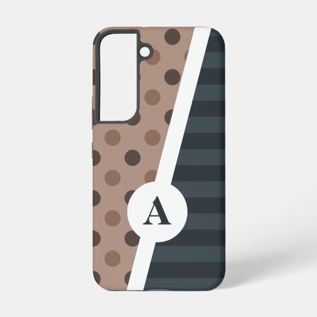 Dark Cocoa Polka Dot and Stripe Pattern Samsung Galaxy Case (Back)