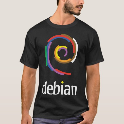 Dark Color Debian Linux   T_Shirt