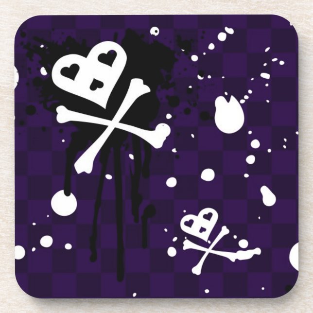Dark Color Emo Pattern With Paint Drink Coaster (Front)
