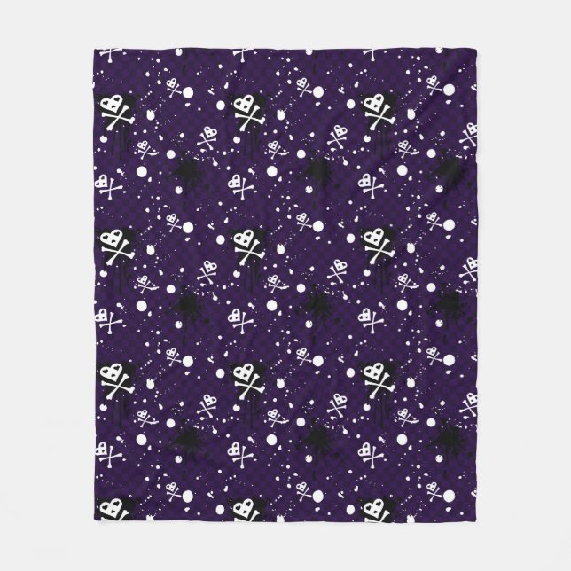 Dark Color Emo Pattern With Paint Fleece Blanket (Front)