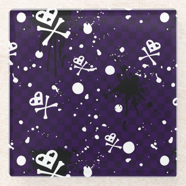 Dark Color Emo Pattern With Paint Glass Coaster (Front)