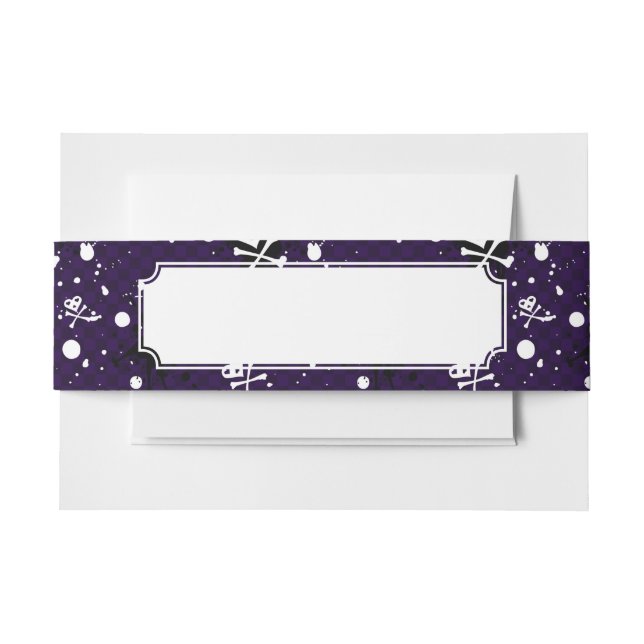 Dark Color Emo Pattern With Paint Invitation Belly Band (Front Example)