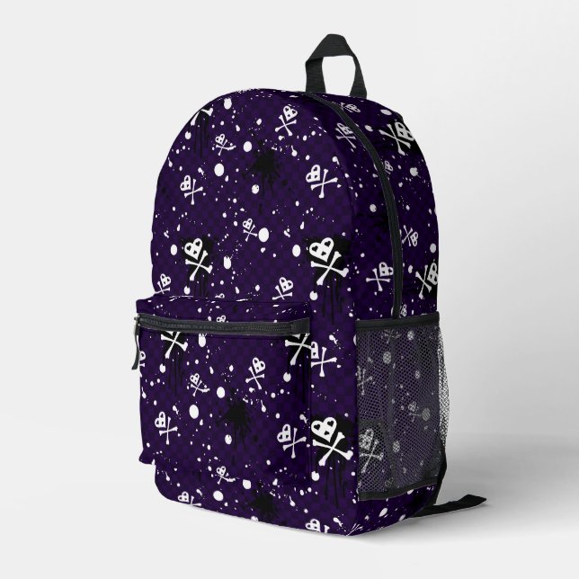 Dark Color Emo Pattern With Paint Printed Backpack (Back Corner Right)