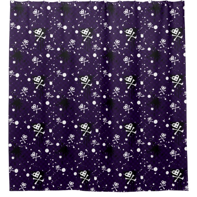 Dark Color Emo Pattern With Paint Shower Curtain (Front)