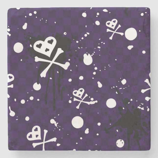 Dark Color Emo Pattern With Paint Stone Coaster (Front)
