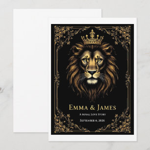 Dark [Color] Lion Wedding Welcome Poster Royal Gol Invitation