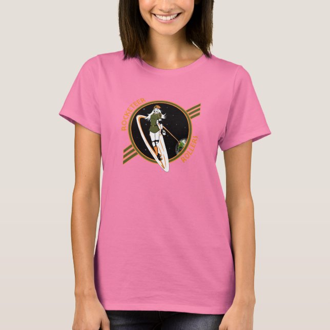 Dark Colored Fitted Rocketeer Rollers Tshirt (Front)