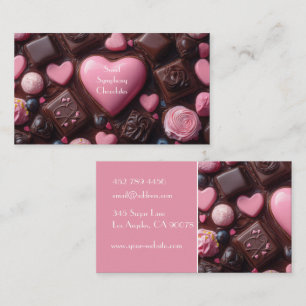 dark colored heart shaped chocolates business card