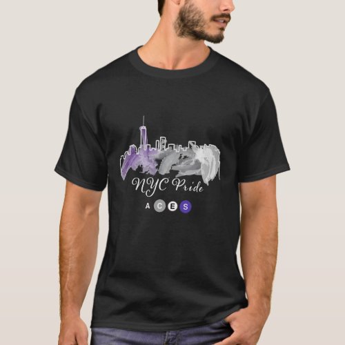 Dark Colored Shirts Aces NYC City Scape T_shirt
