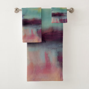 Dark colorful abstract blend bath towel set