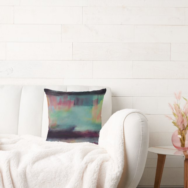 Dark colorful abstract blend throw pillow (Couch)