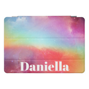 Dark Colorful Holographic Sky with Custom Name iPad Pro Cover