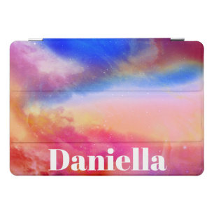 Dark Colorful Holographic Sky with Custom Name iPad Pro Cover