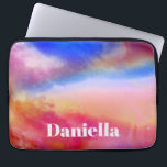 Dark Colorful Holographic Sky with Custom Name Laptop Sleeve<br><div class="desc">Modern holographic sky ipad cover.</div>