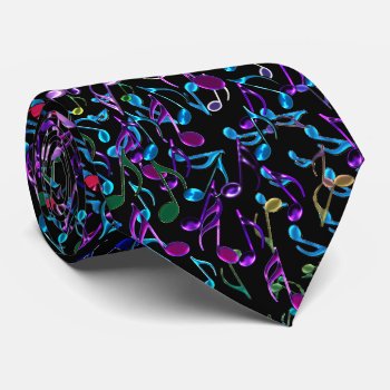 Dark Colorful Musical Notes Rock Music Tie by UROCKDezineZone at Zazzle