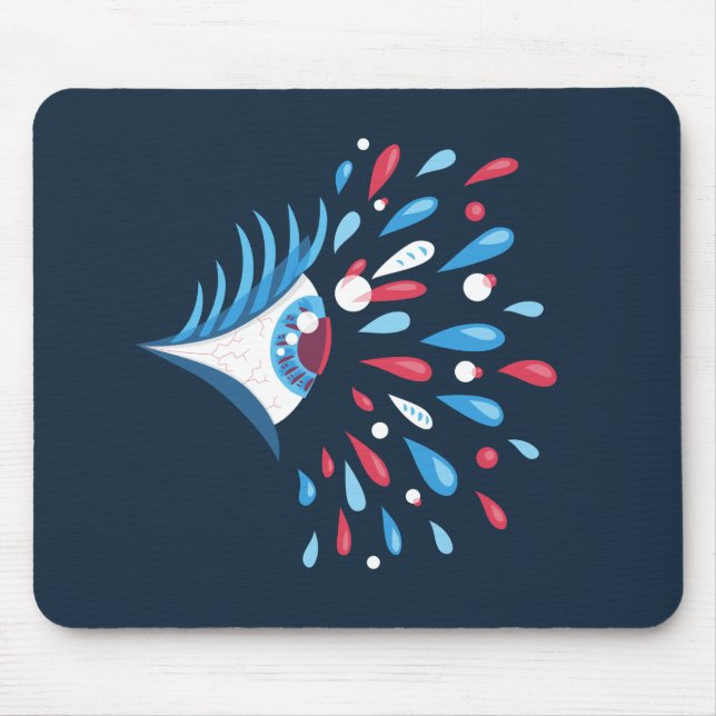 Dark Colorful Splash Psychedelic Eye Mouse Pad (Front)