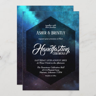 Dark Colorful Starry Nebula Handfasting Ceremony Invitation