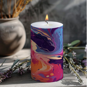Dark Colors Marble Pillar Candle