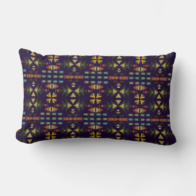 Dark Colors Southwestern Style Lumbar Pillow (Front)
