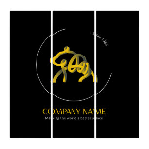 Dark company logo split canvas triptych