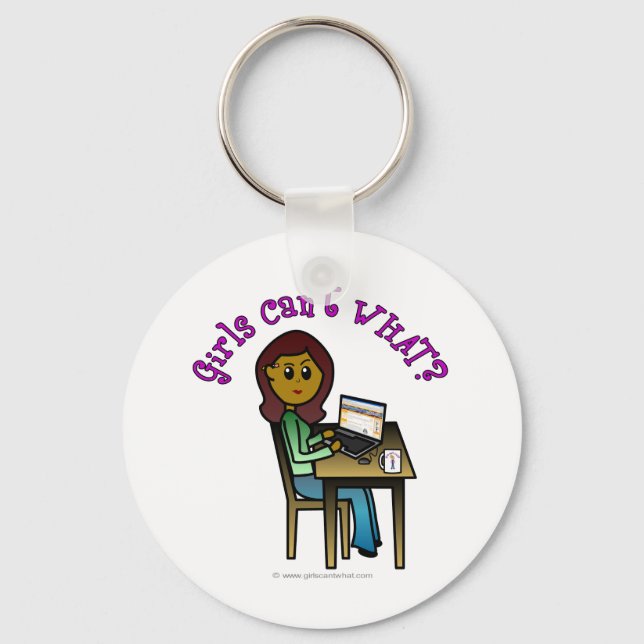 Dark Computer Girl Keychain (Front)