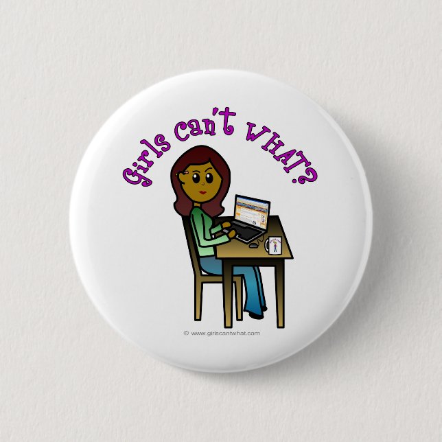 Dark Computer Girl Pinback Button (Front)