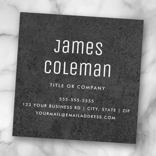 Dark concrete custom logo modern masculine square business card