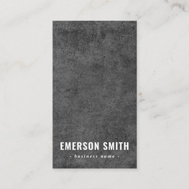 Dark concrete grunge modern masculine vertical business card (Front)