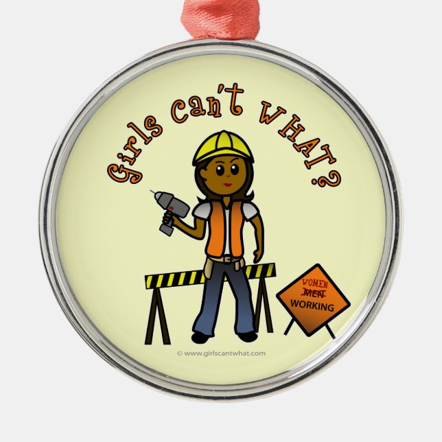 Dark Construction Girl Metal Ornament (Front)